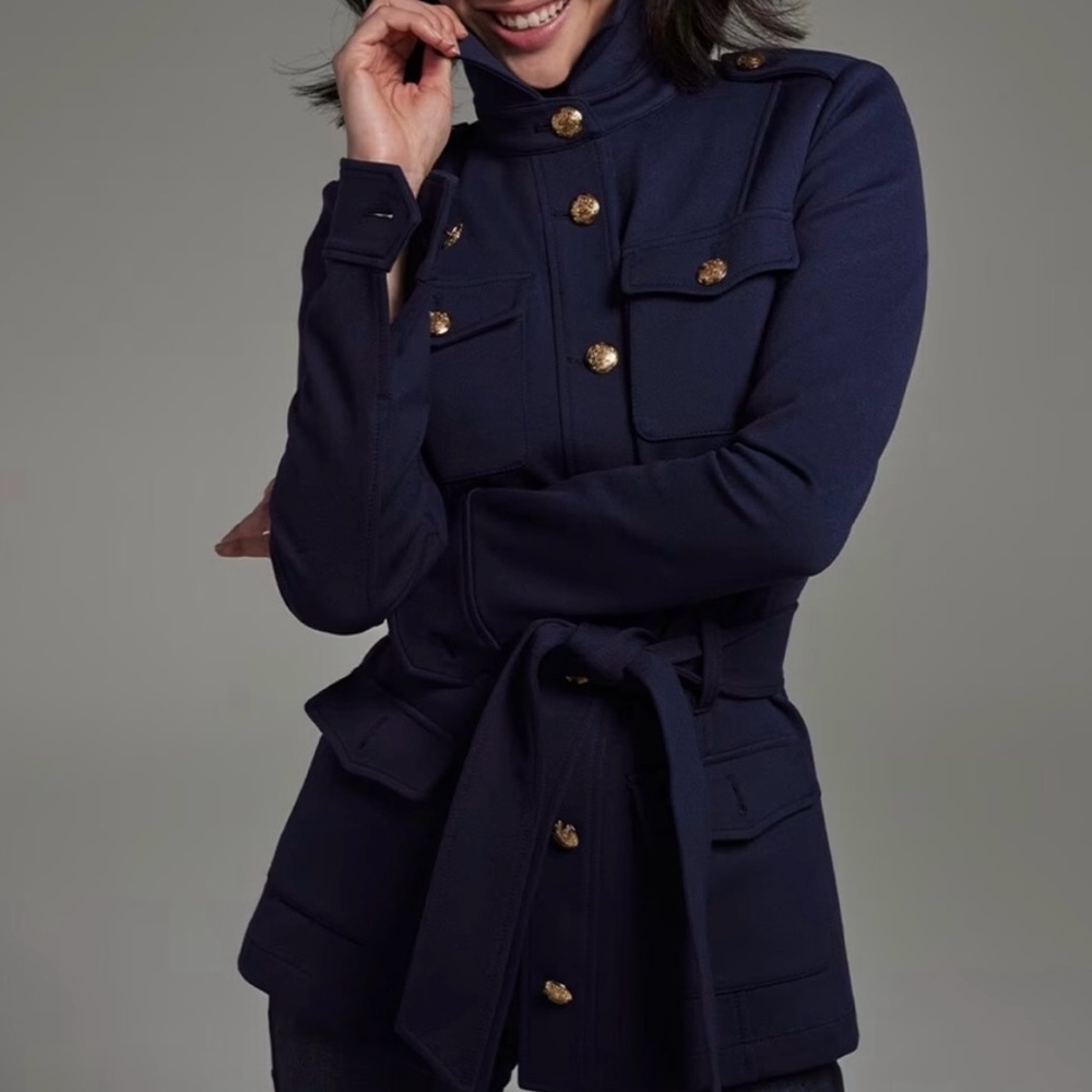 Women's Navy Military/Safari Style Jacket with Gold Buttons.